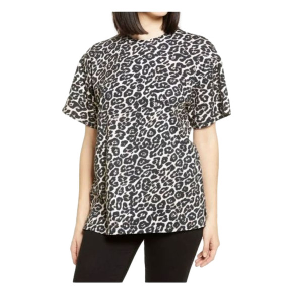 AFRM Womens leopard oversized top t-shirt NWT XS - Picture 1 of 7
